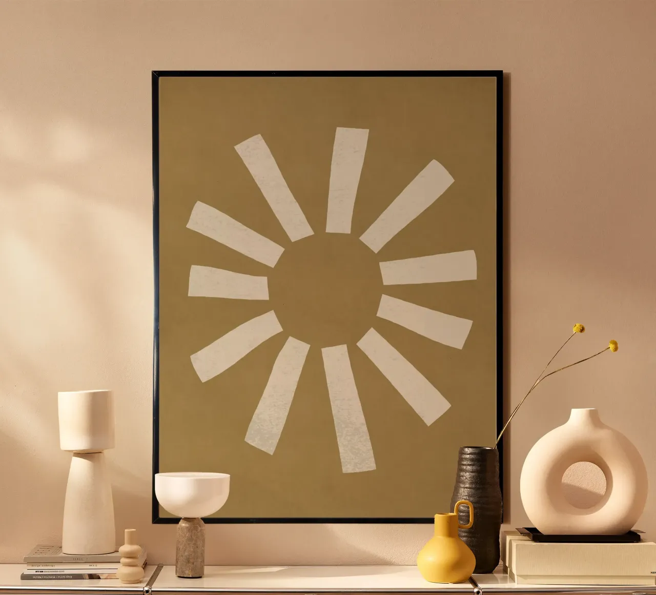 Sun Line Minimalist - Oro Beige poster da MoonlightPrint