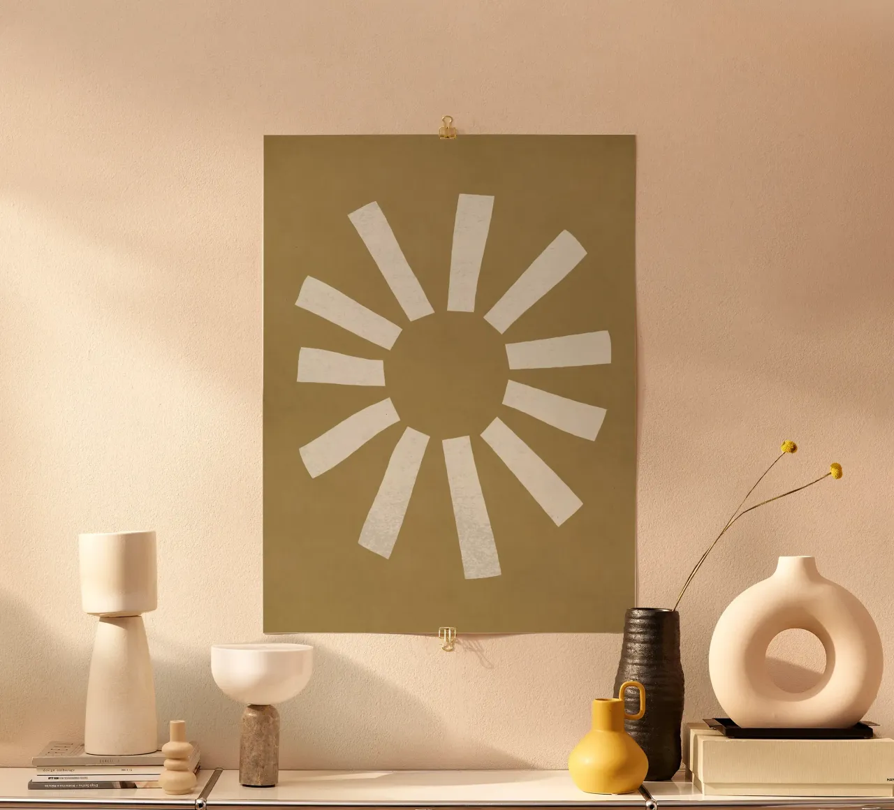 Sun Line Minimalist - Oro Beige poster da MoonlightPrint