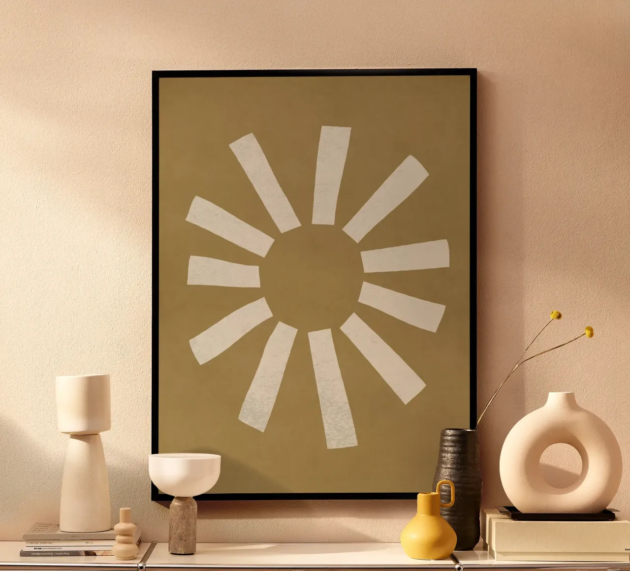Sun Line Minimalist - Oro Beige poster da MoonlightPrint