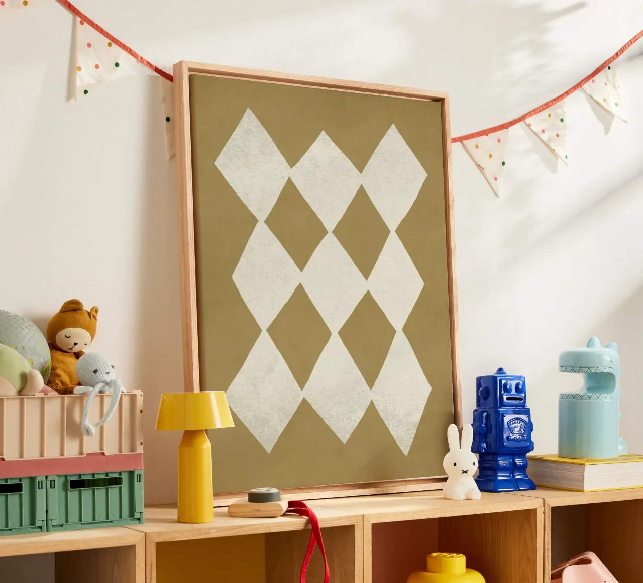 Diamond Pattern Abstract - Gold Beige canvas with Floater frame by MoonlightPrint