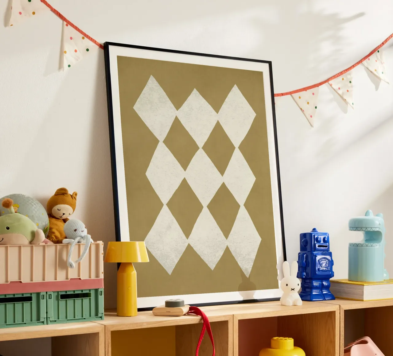 Abstrait à motif de diamant - Beige doré poster de MoonlightPrint