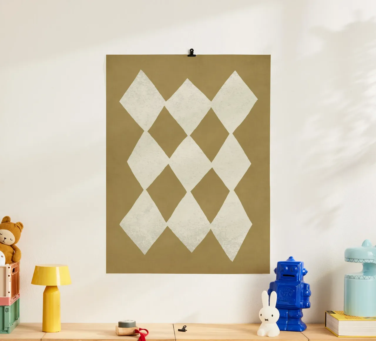 Abstrait à motif de diamant - Beige doré poster de MoonlightPrint