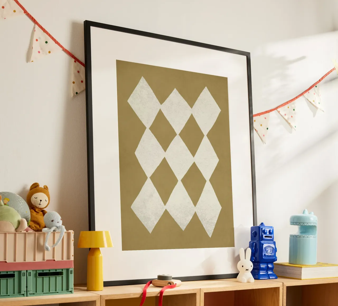 Abstrait à motif de diamant - Beige doré poster de MoonlightPrint
