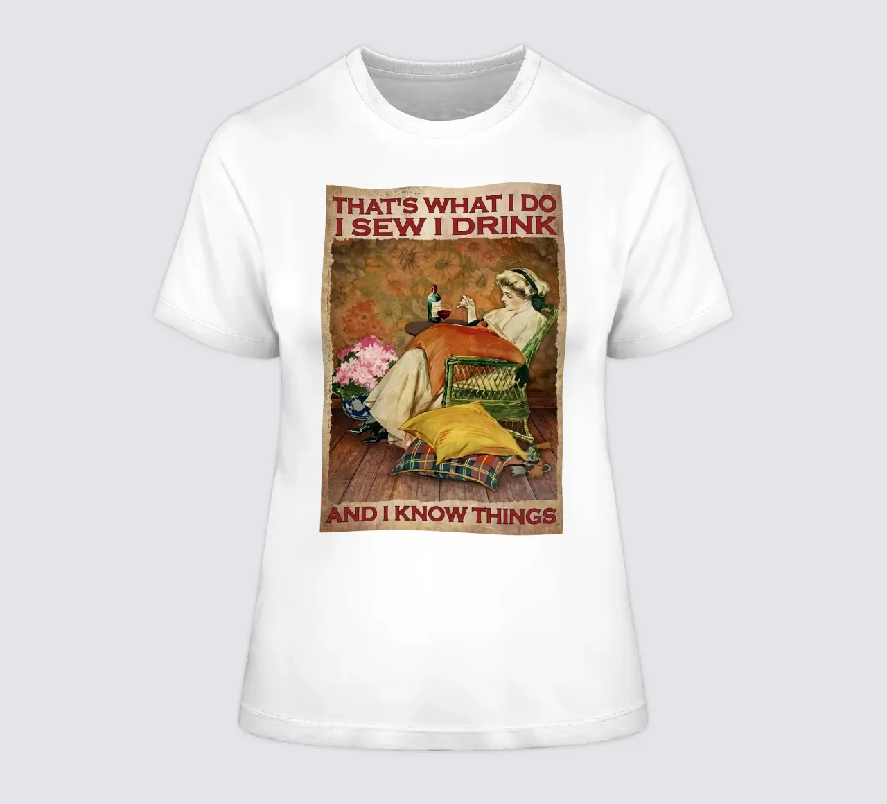 Questo è quello che faccio, cucio, bevo e so le cose t-shirt da donna da Aaronshop