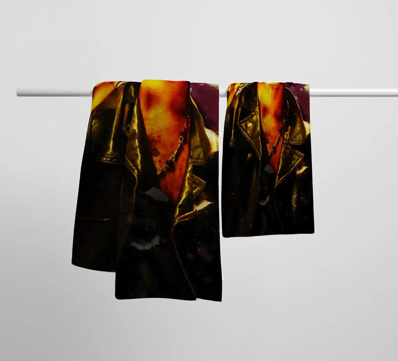 Ritratto di Layne Staley con sbaffo asciugamano da bagno da Gunawan Rb