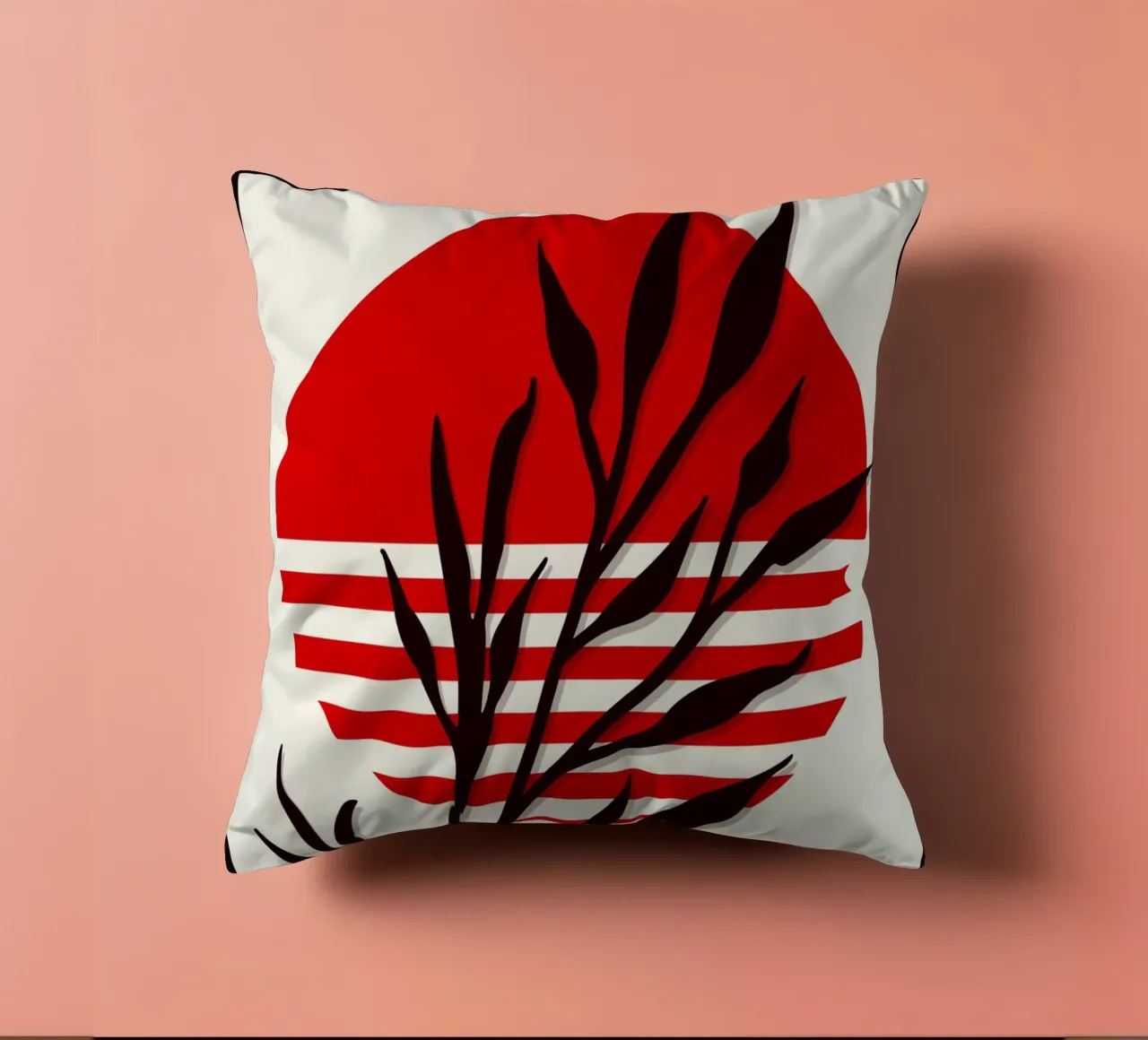 Japandi Sun & Branch | Abstract Botanical Poster Art cuscino da Une Affaire de Filles