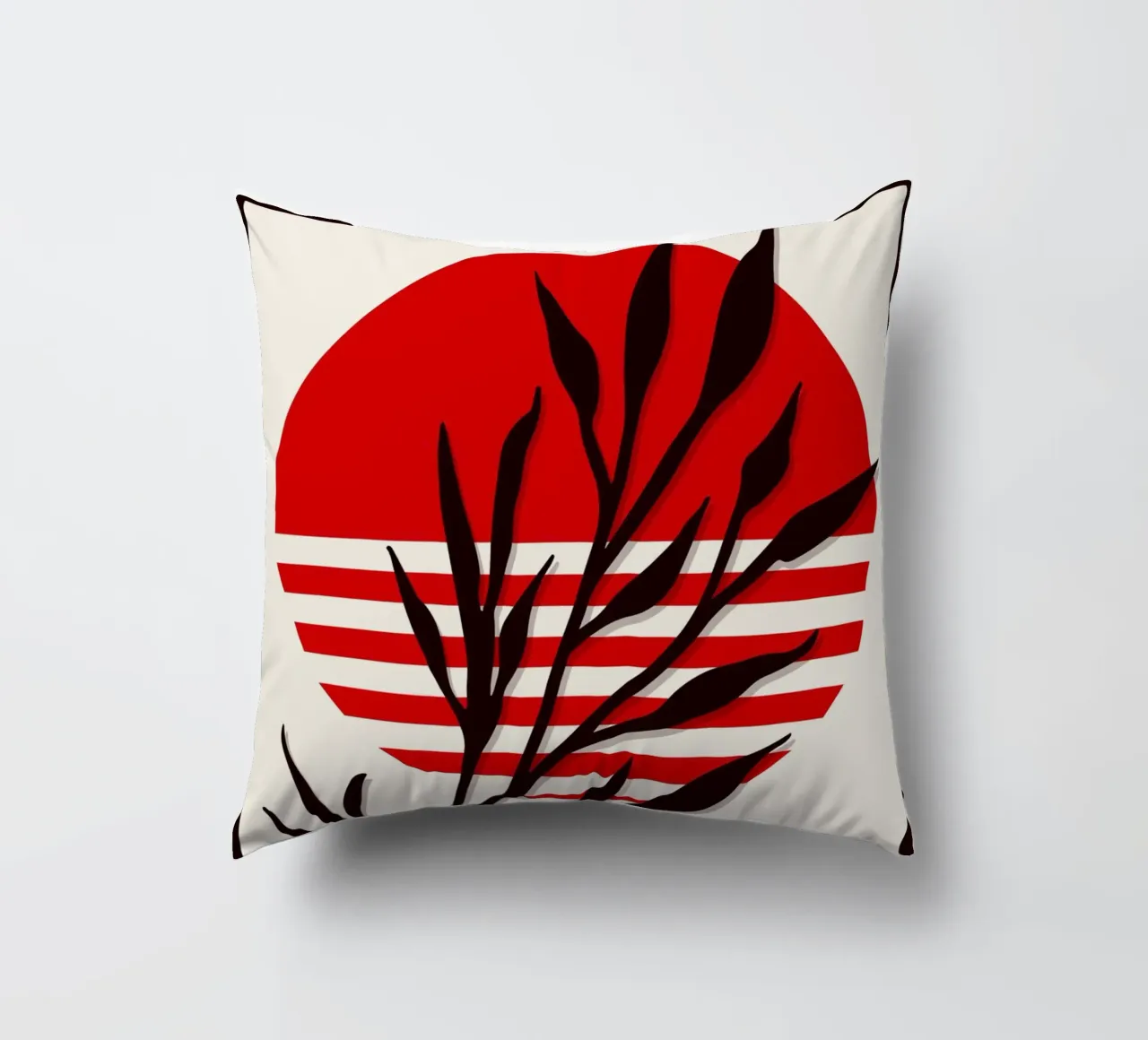 Japandi Sun & Branch | Abstract Botanical Poster Art cuscino da Une Affaire de Filles