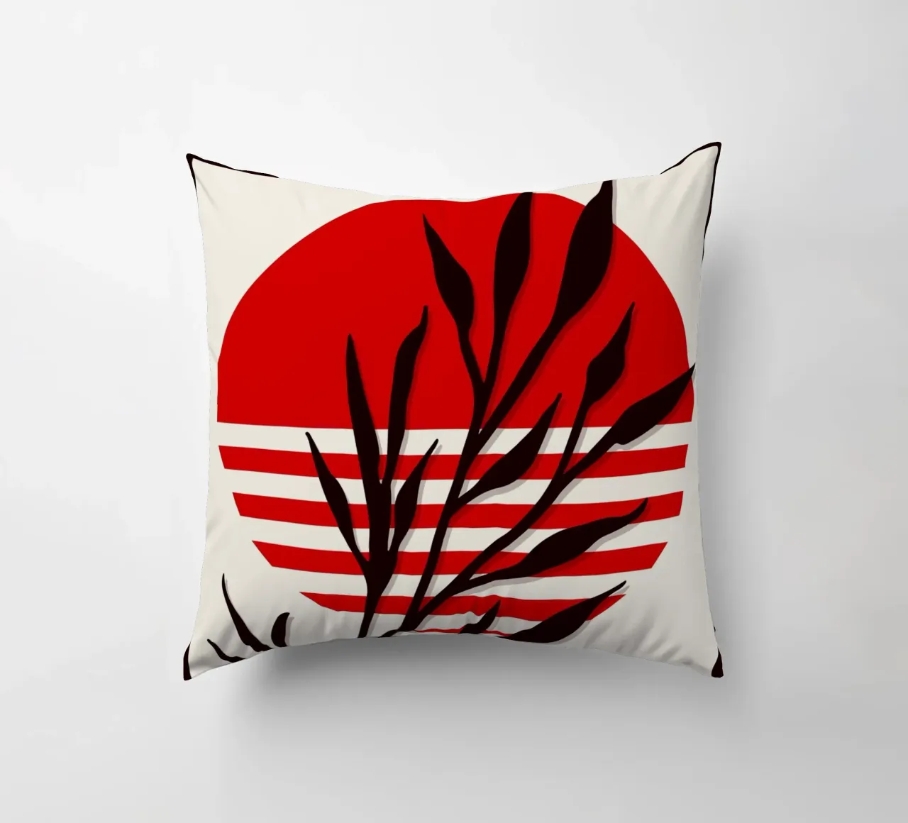 Japandi Sun & Branch | Abstract Botanical Poster Art cuscino da Une Affaire de Filles