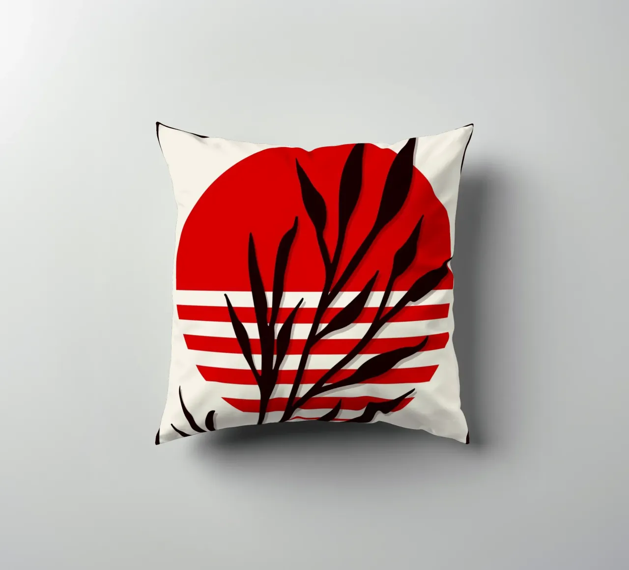 Japandi Sun & Branch | Abstract Botanical Poster Art cuscino da Une Affaire de Filles
