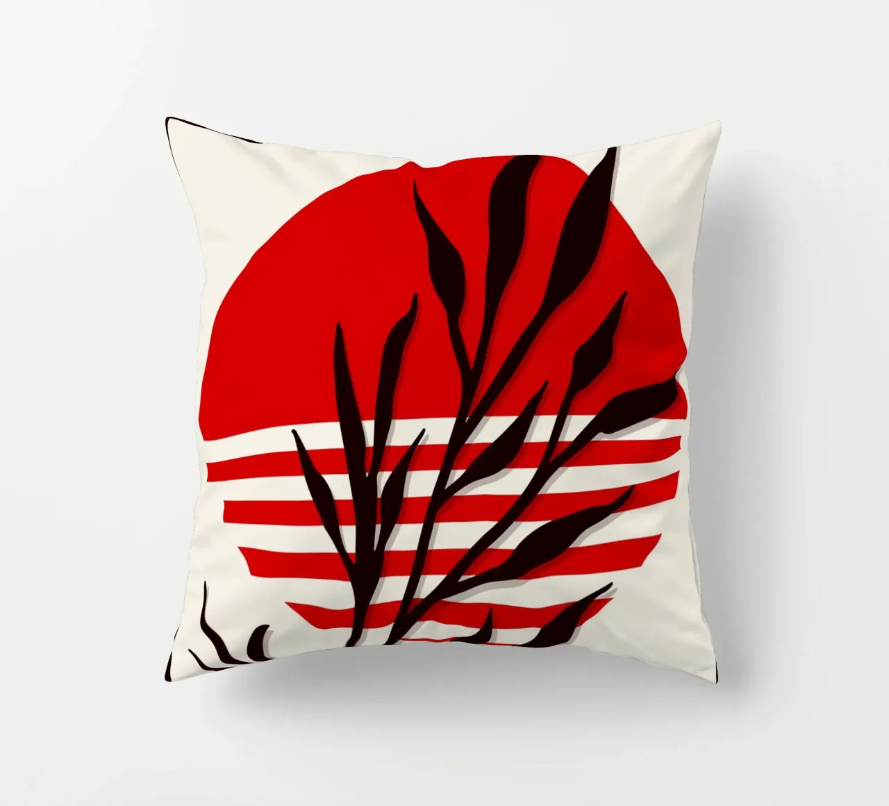 Japandi Sun & Branch | Abstract Botanical Poster Art cuscino da Une Affaire de Filles