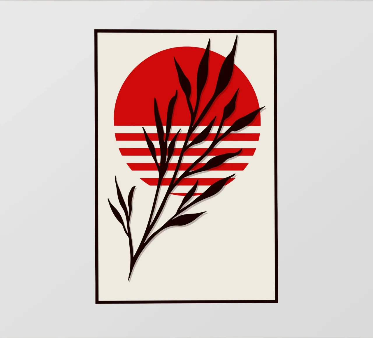 Japandi Sun & Branch | Abstract Botanical Poster Art pellicola backlit da Une Affaire de Filles