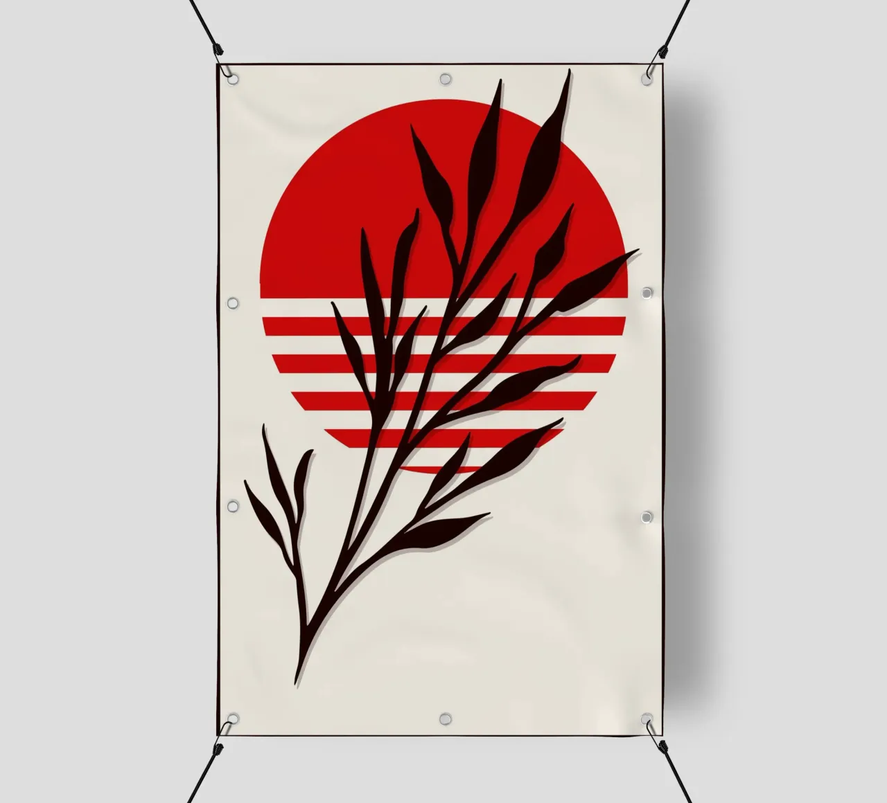Japandi Sun & Branch | Abstract Botanical Poster Art telo in pvc da Une Affaire de Filles
