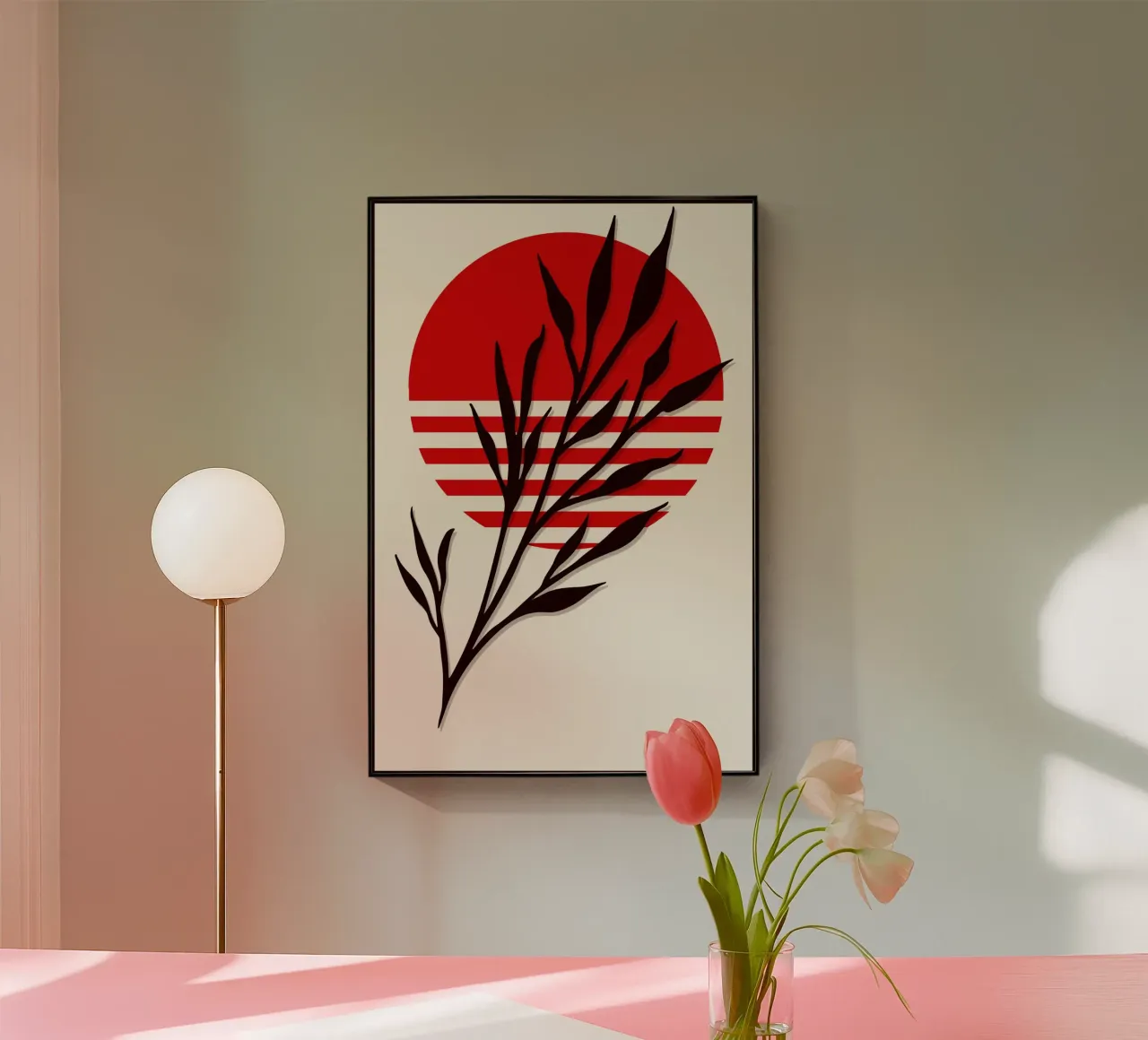 Japandi Sun & Branch | Abstract Botanical Poster Art plexiglass da Une Affaire de Filles