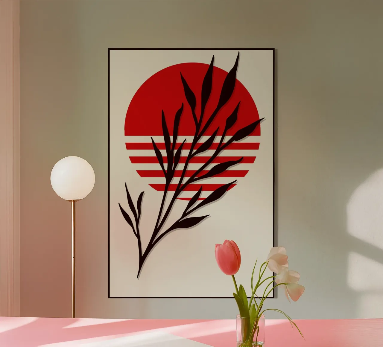 Japandi Sun & Branch | Abstract Botanical Poster Art plexiglass da Une Affaire de Filles