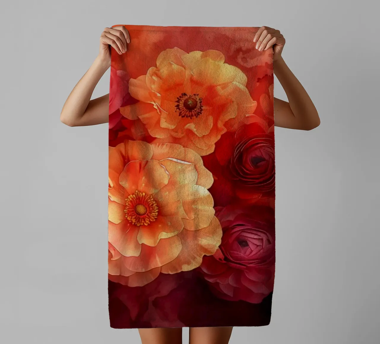 Fiori rossi asciugamano da bagno da Imagine