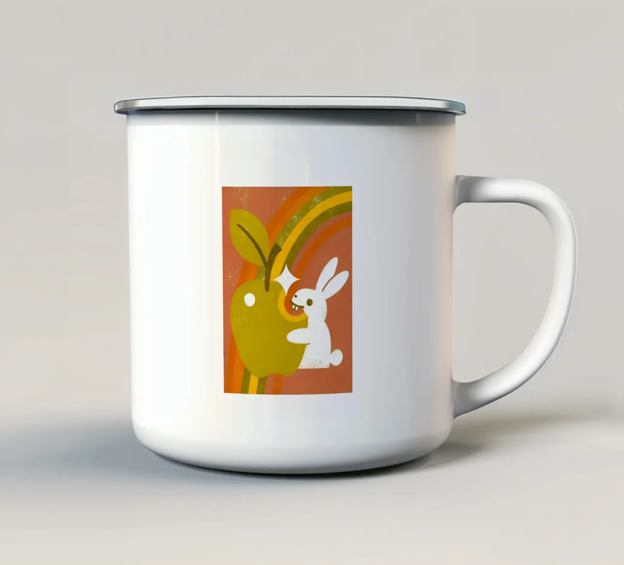 Lapin mangeant une pomme mug en émail de THE LATEST SHOP