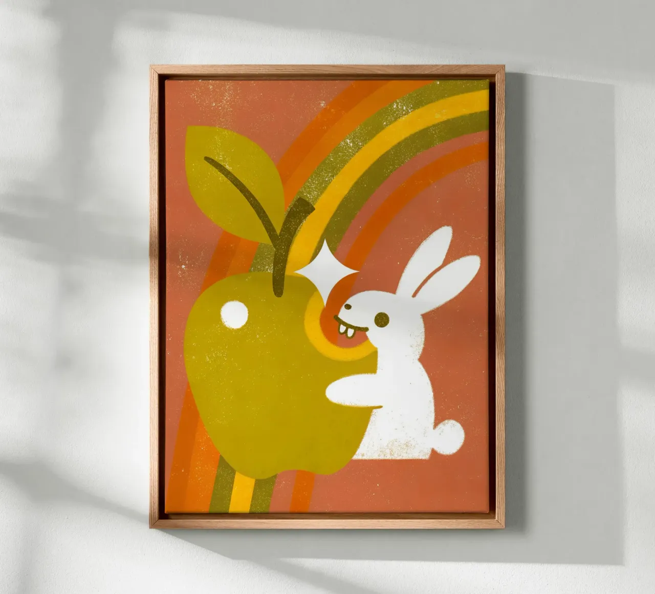 Konijn die appel eet canvas met Baklijst van THE LATEST SHOP