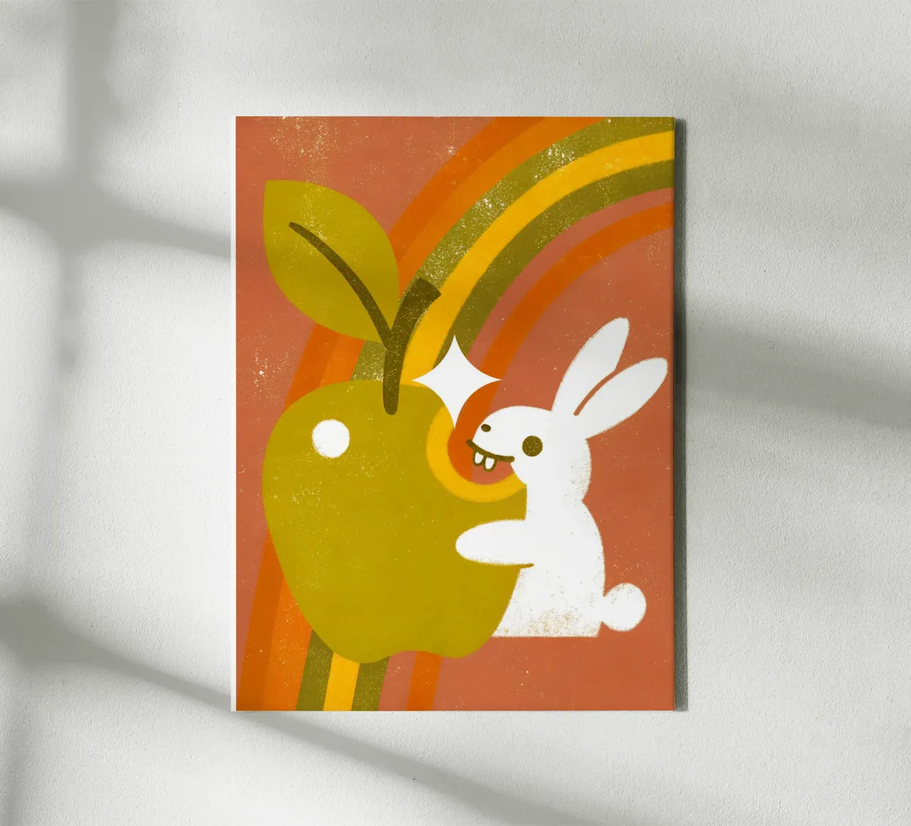 Konijn die appel eet canvas met Baklijst van THE LATEST SHOP