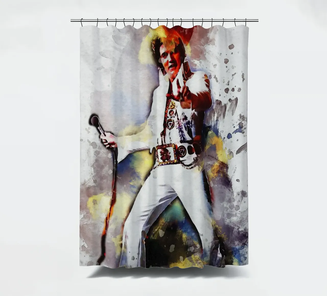 Smudge of Portrait Elvis Presley shower curtain by Gunawan Rb