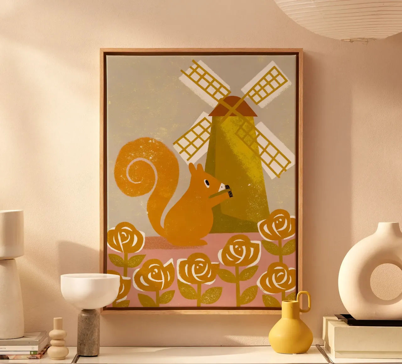 Windmill Squirrel canvas with Floater frame by THE LATEST SHOP