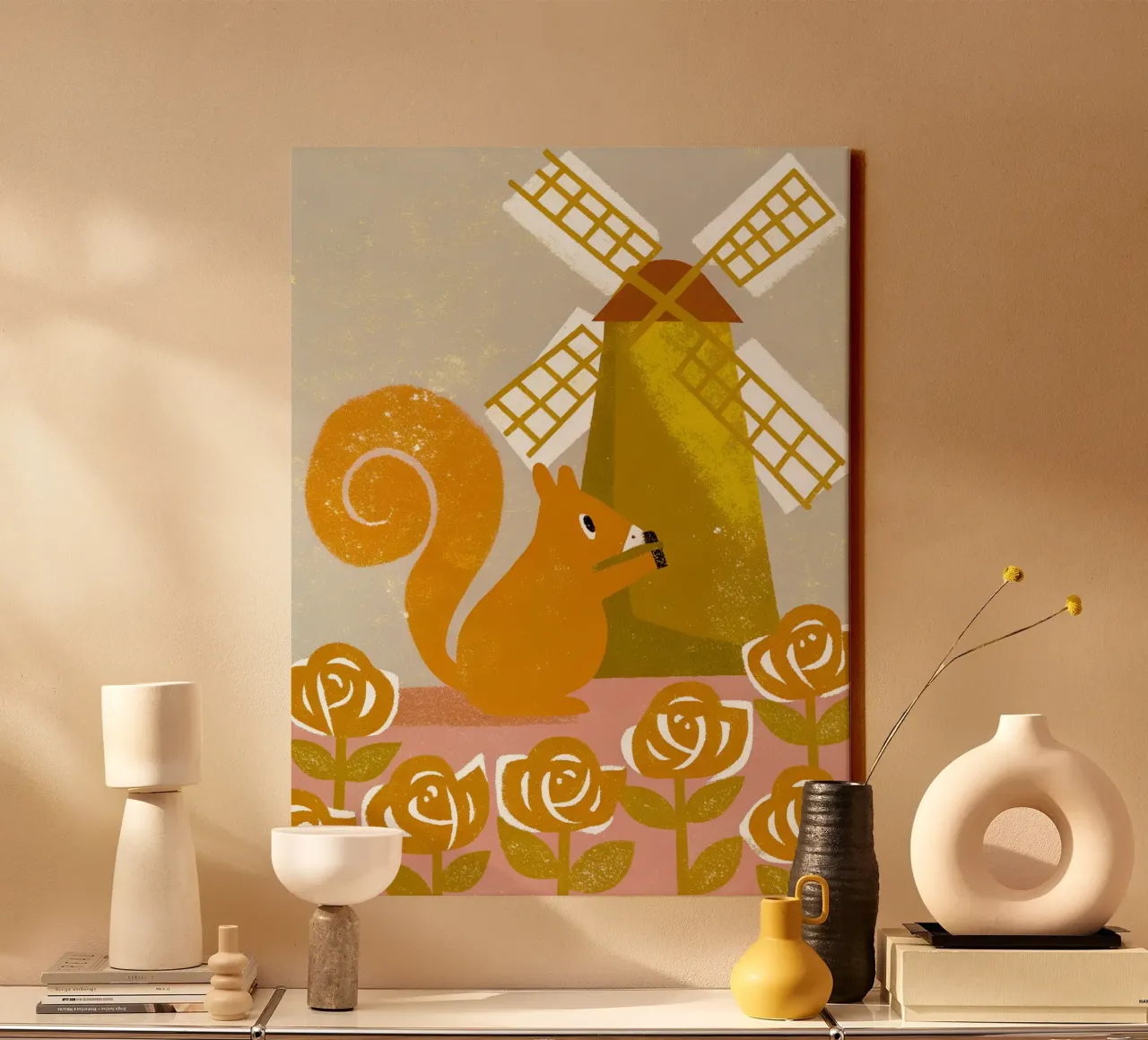 Windmill Squirrel canvas with Floater frame by THE LATEST SHOP