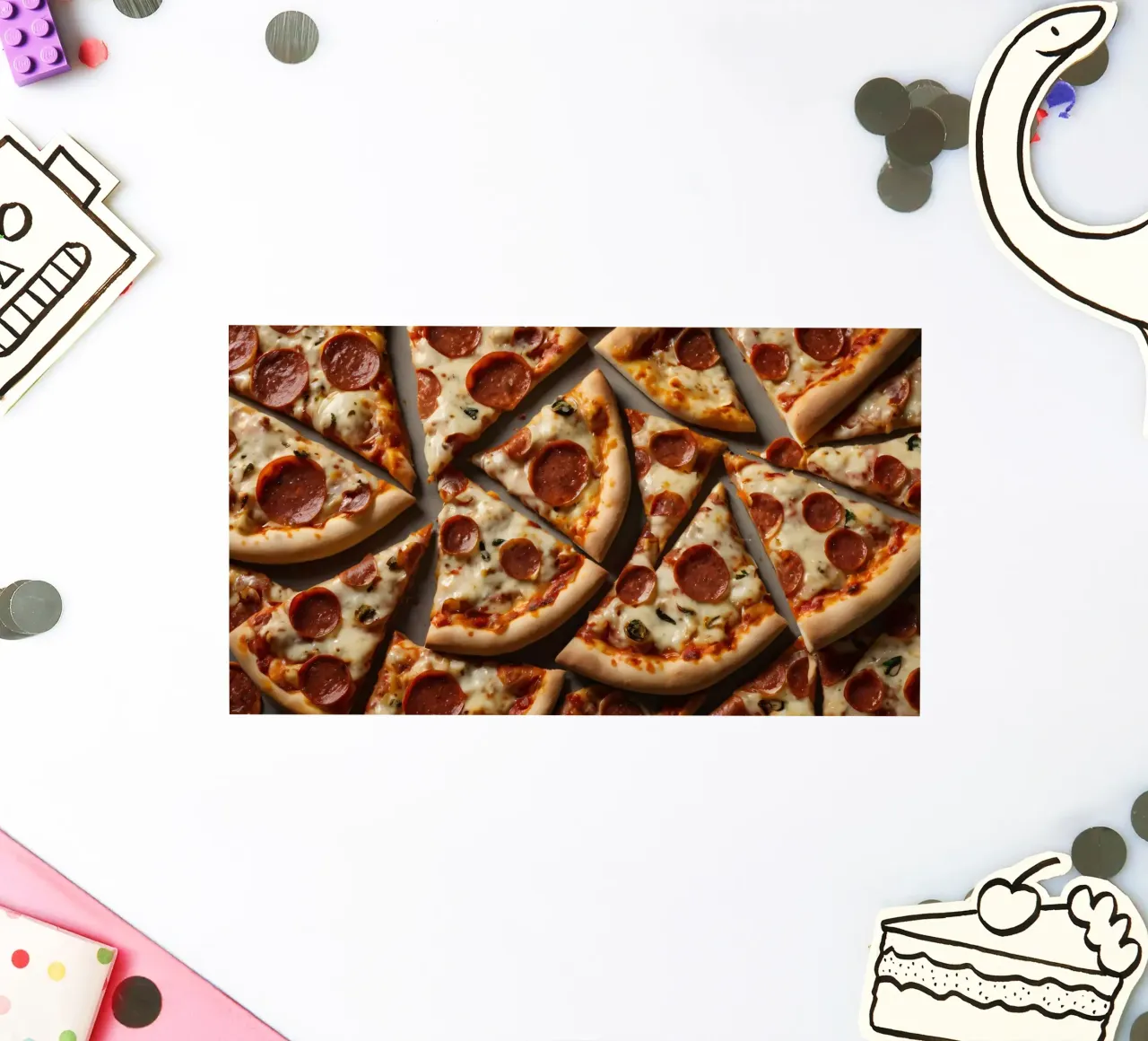 Un delizioso spalmare di fette di pizza al salame piccante adesivo da DesignDoodle