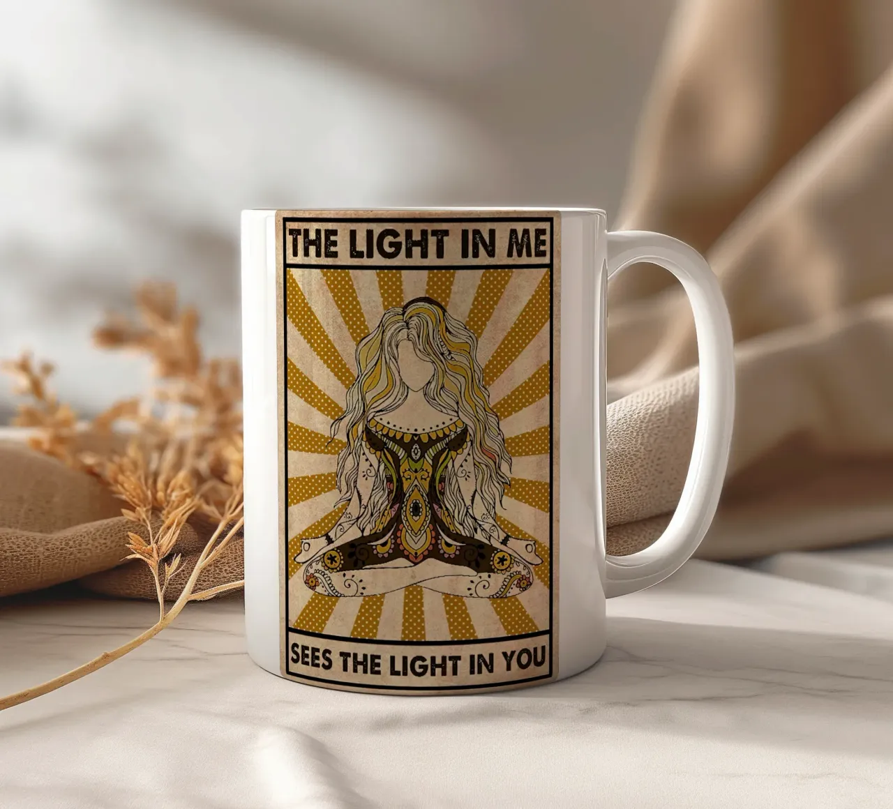 La luce in me vede la luce in te Poster Yoga tazza in ceramica da Aaronshop