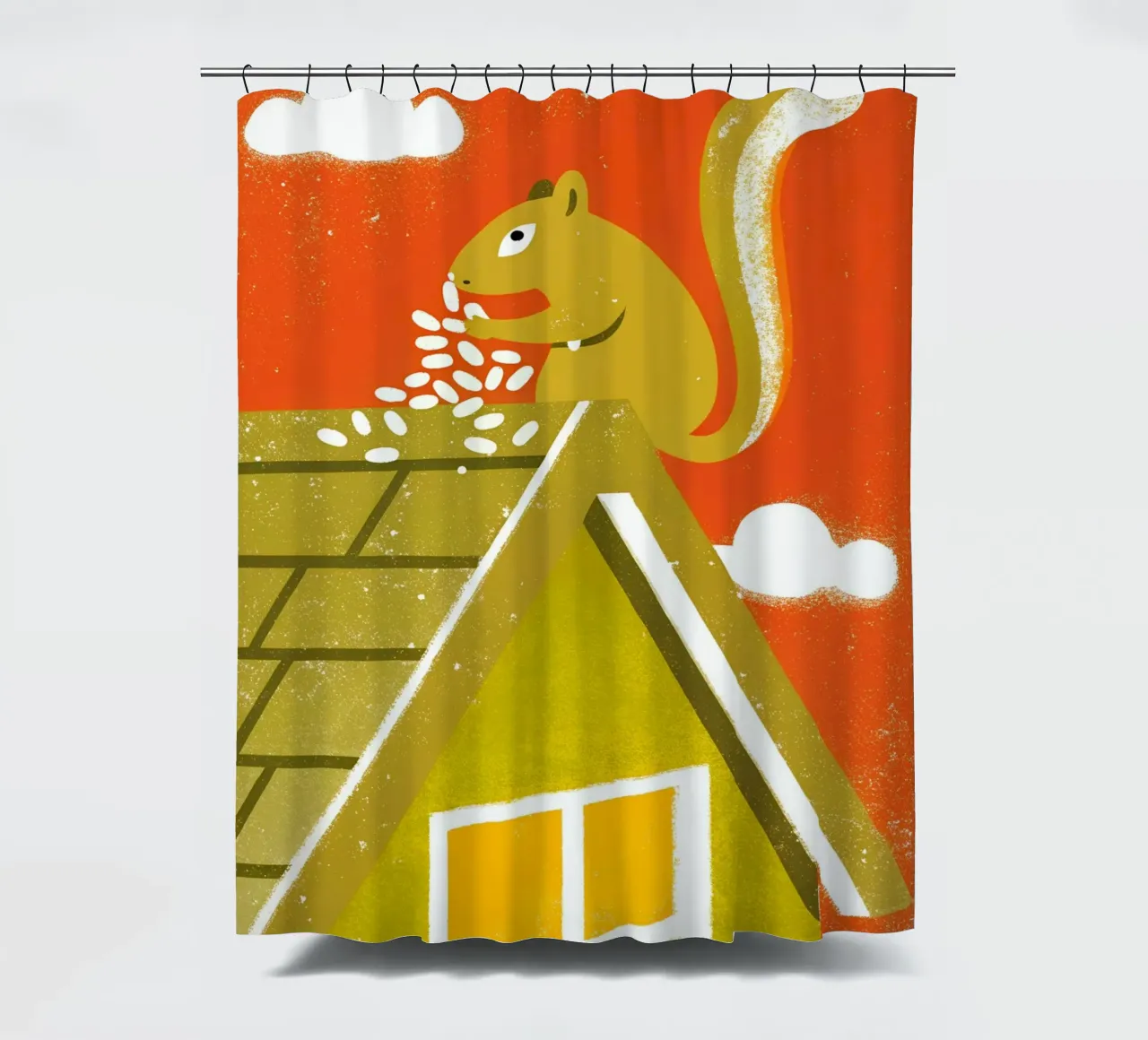 Squirrel On The Roof shower curtain by THE LATEST SHOP