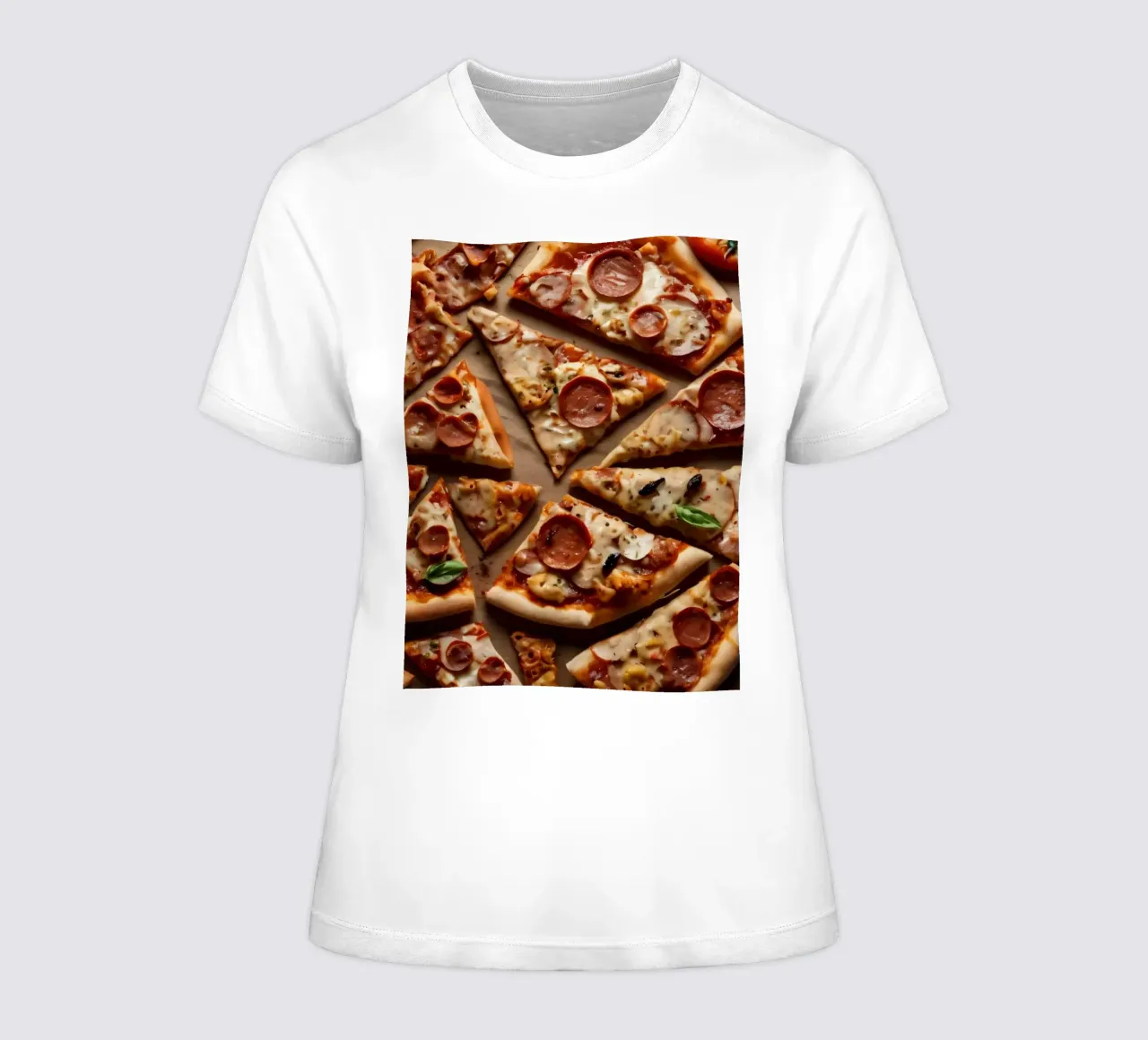 una deliziosa varietà di tranci di pizza assortiti, conditi con t-shirt da donna da DesignDoodle