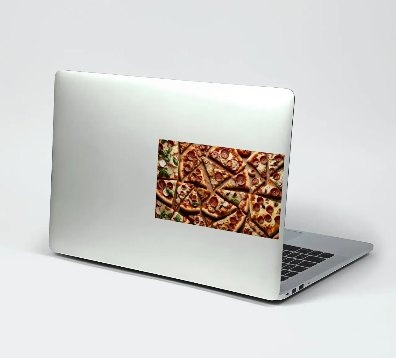 una deliziosa varietà di tranci di pizza assortiti, conditi con adesivo da DesignDoodle