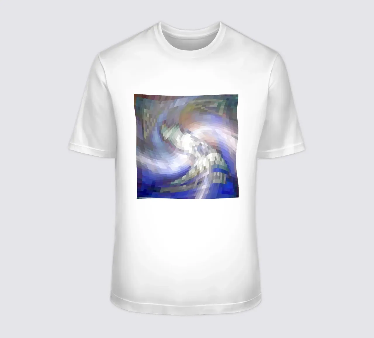 Illusione di un vortice bluastro e bianco-violaceo in stile mosaico t-shirt da Gürsel Yesil Digital Art