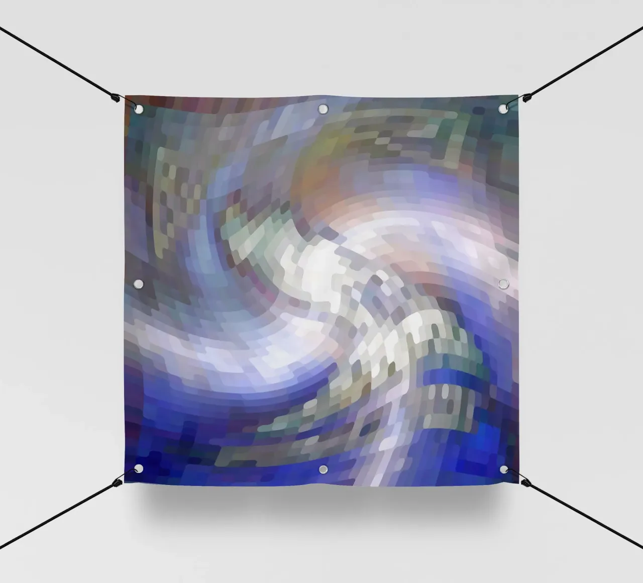 Illusione di un vortice bluastro e bianco-violaceo in stile mosaico telo in pvc da Gürsel Yesil Digital Art