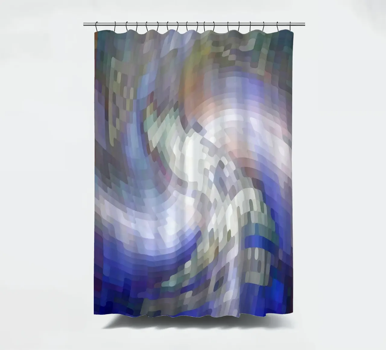 Illusione di un vortice bluastro e bianco-violaceo in stile mosaico tenda da doccia da Gürsel Yesil Digital Art