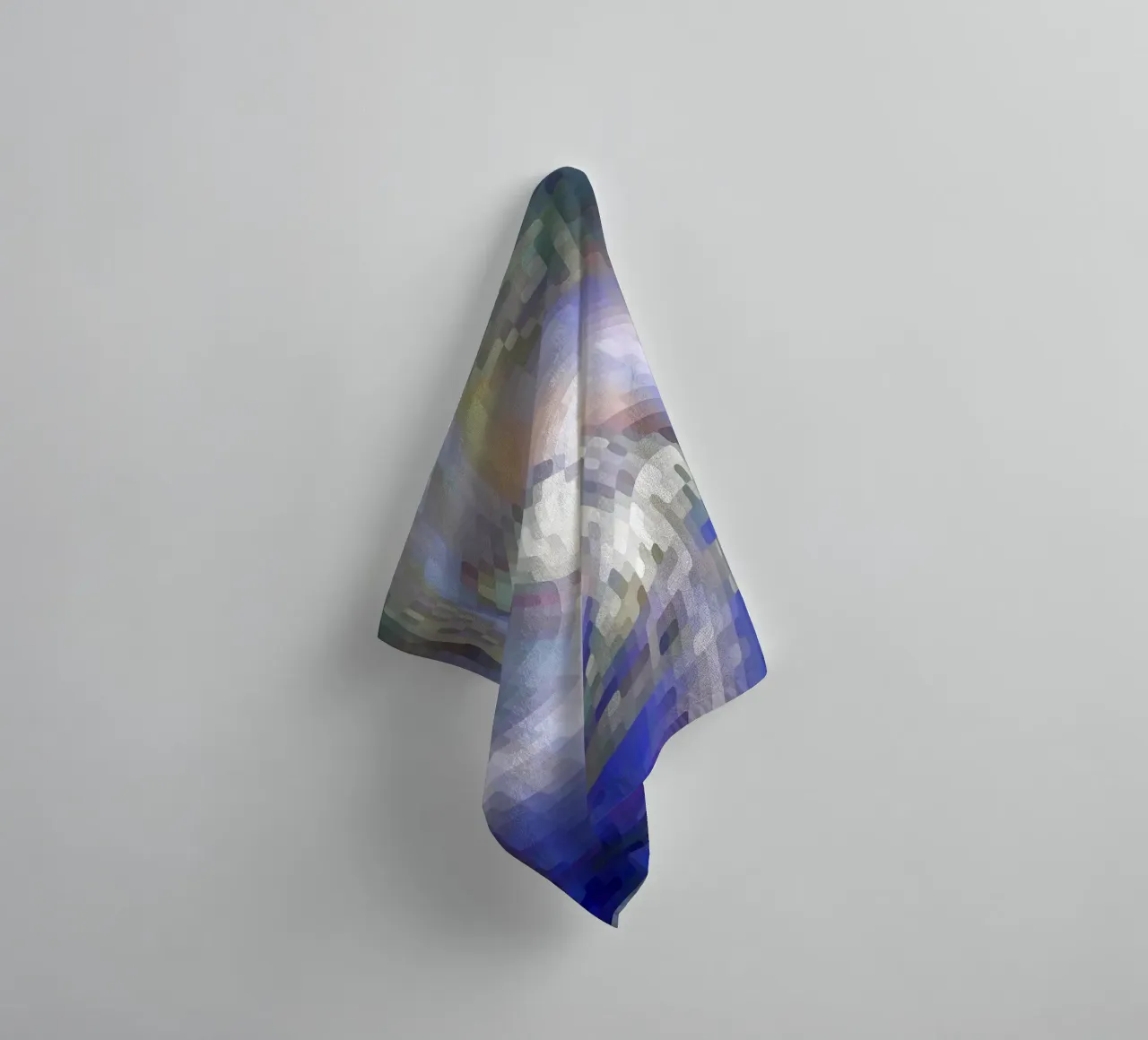 Illusione di un vortice bluastro e bianco-violaceo in stile mosaico asciugamano da bagno da Gürsel Yesil Digital Art