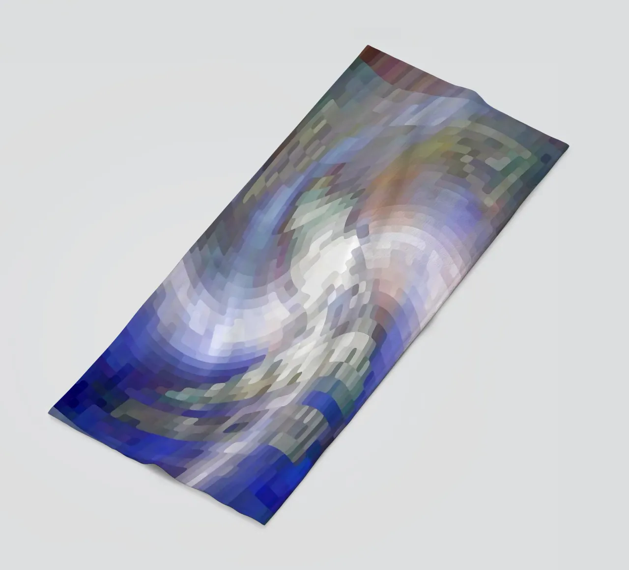 Illusione di un vortice bluastro e bianco-violaceo in stile mosaico telo mare da Gürsel Yesil Digital Art