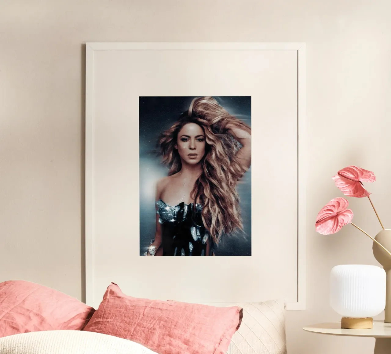 Shakira poster con telaio in legno da Low poly art