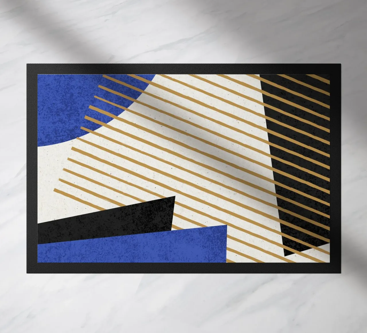 Rayas Círculo Geométrico Abstracto Patrón 1 - Azul Negro felpudo de MoonlightPrint