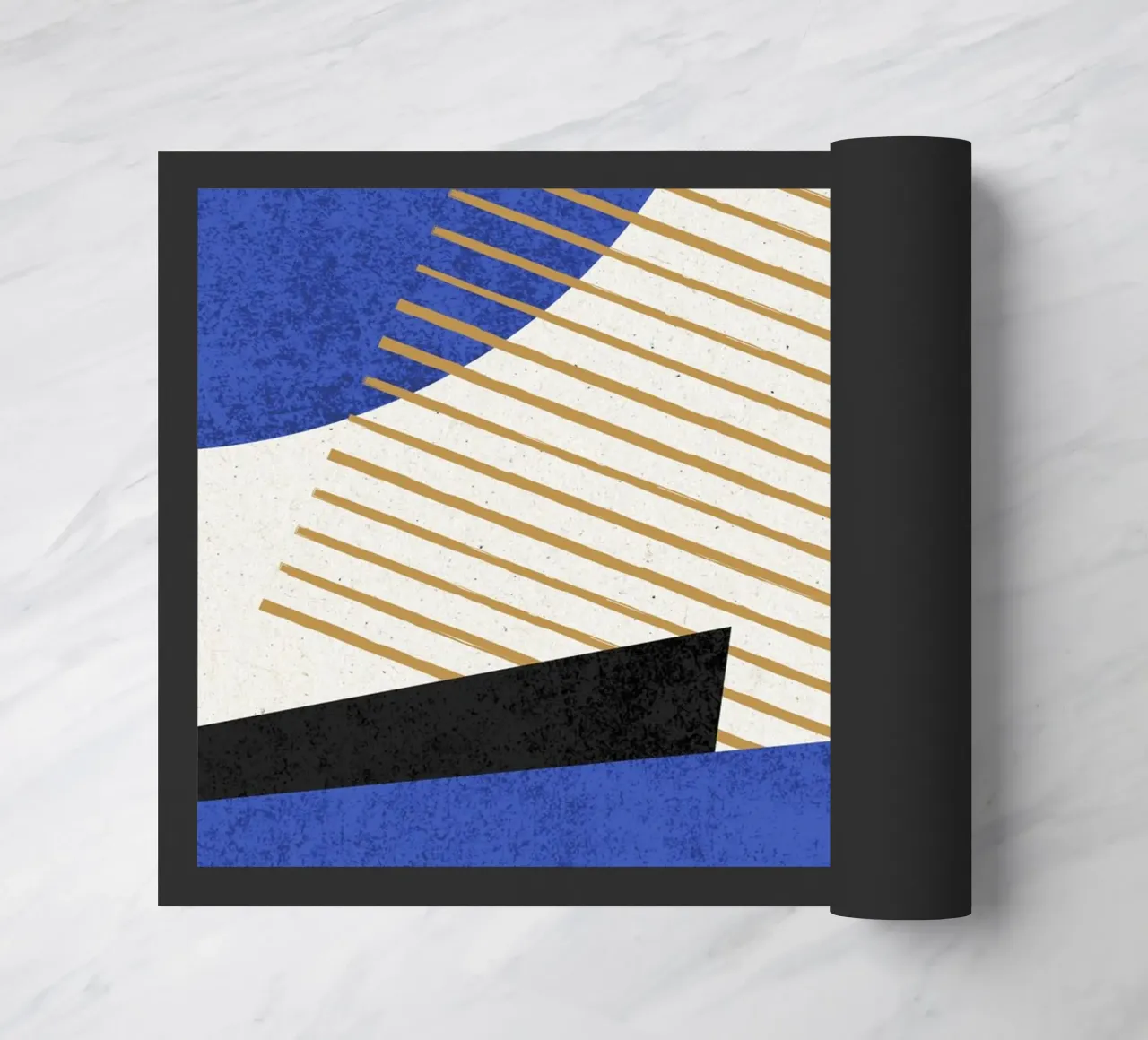 Rayas Círculo Geométrico Abstracto Patrón 1 - Azul Negro felpudo de MoonlightPrint