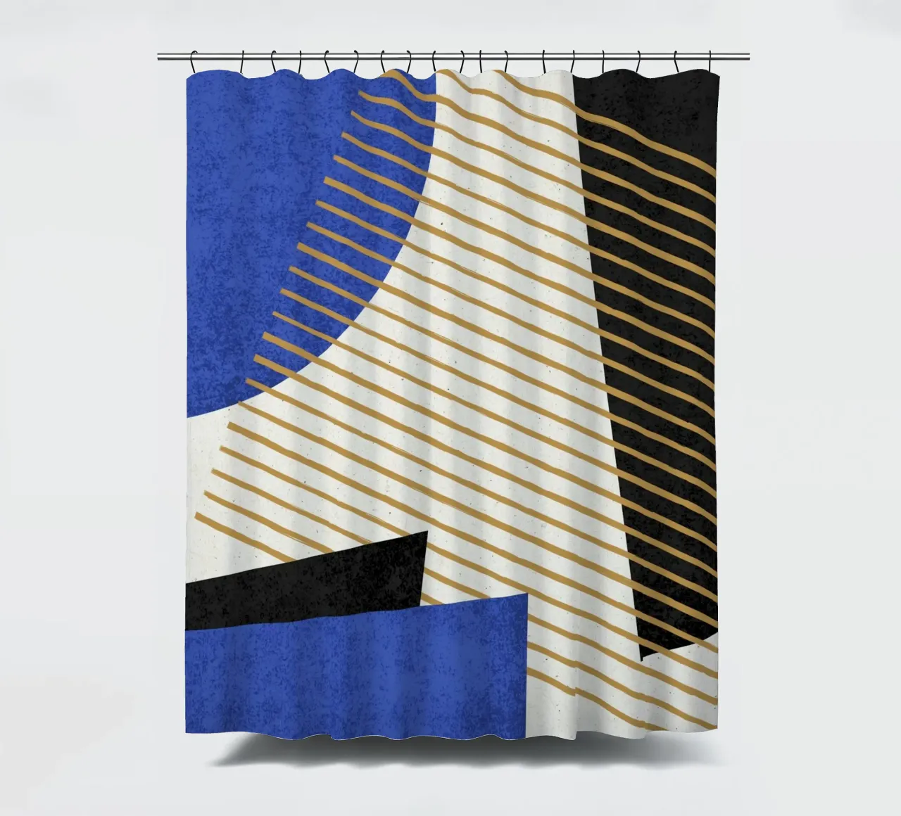 Stripes Circle Geometric Abstract Pattern 1 - Blue Black shower curtain by MoonlightPrint