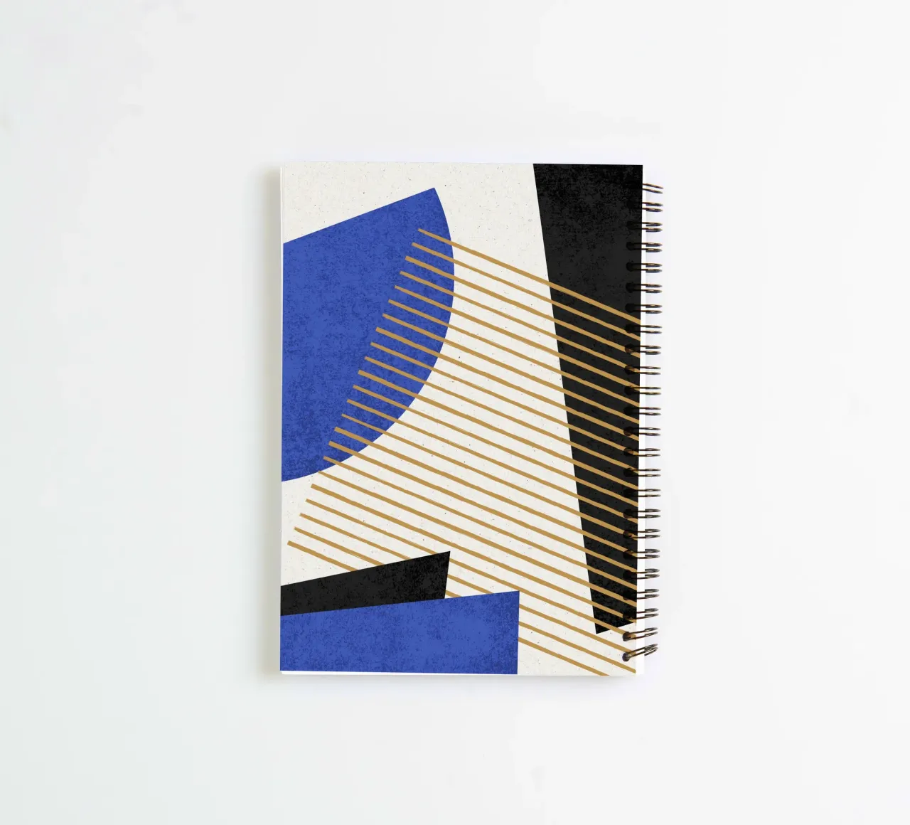 Stripes Circle Geometric Abstract Pattern 1 - Blue Black spiral notebook by MoonlightPrint