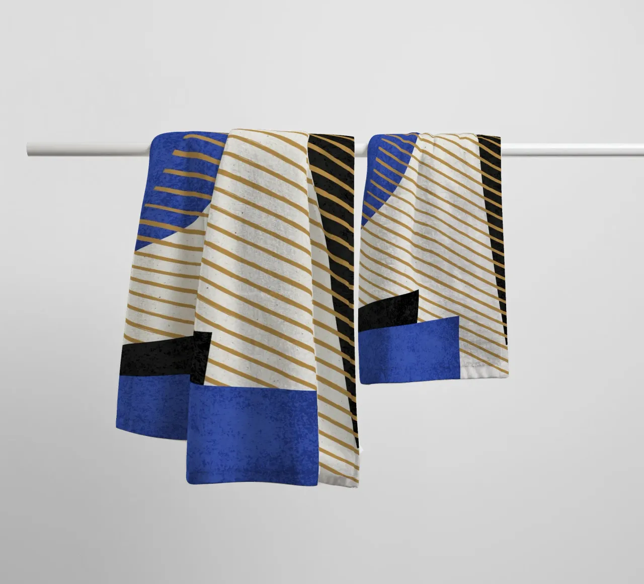 Stripes Circle Geometric Abstract Pattern 1 - Blue Black towel by MoonlightPrint