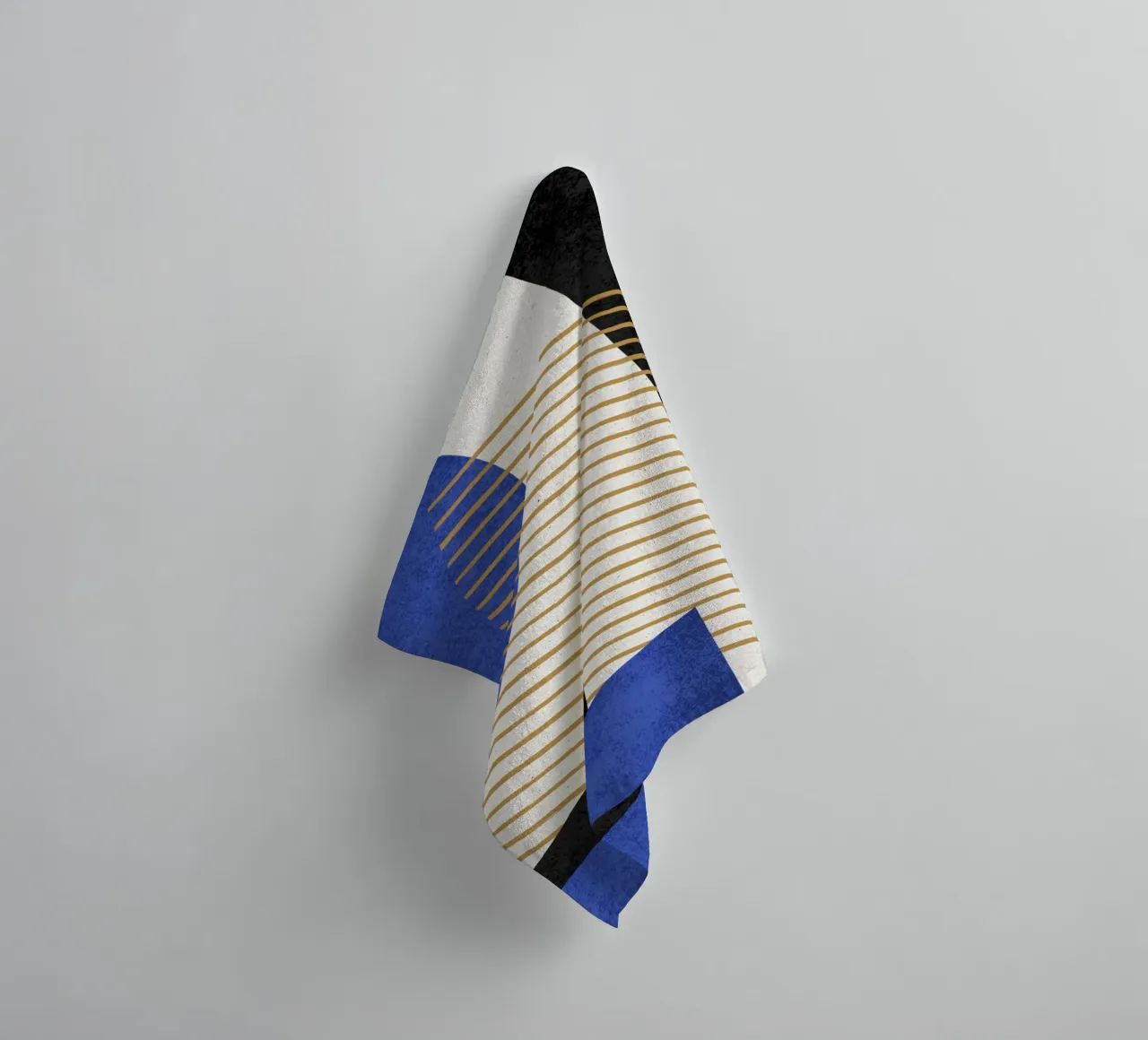 Stripes Circle Geometric Abstract Pattern 1 - Blue Black towel by MoonlightPrint
