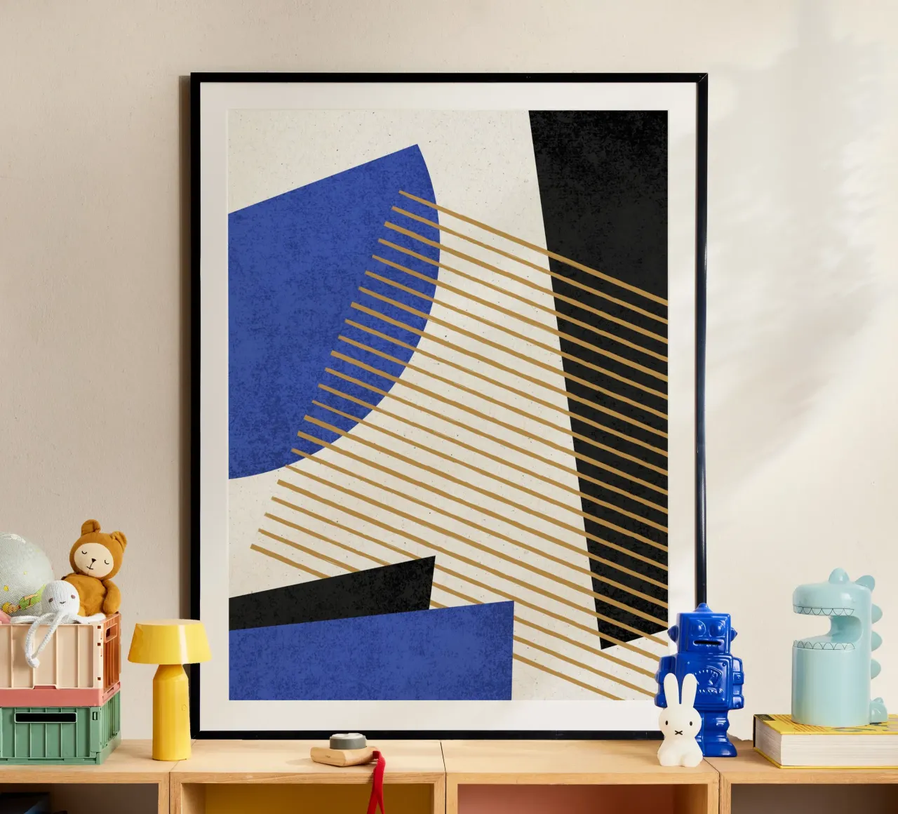Rayas Círculo Geométrico Abstracto Patrón 1 - Azul Negro hahnemühle de MoonlightPrint