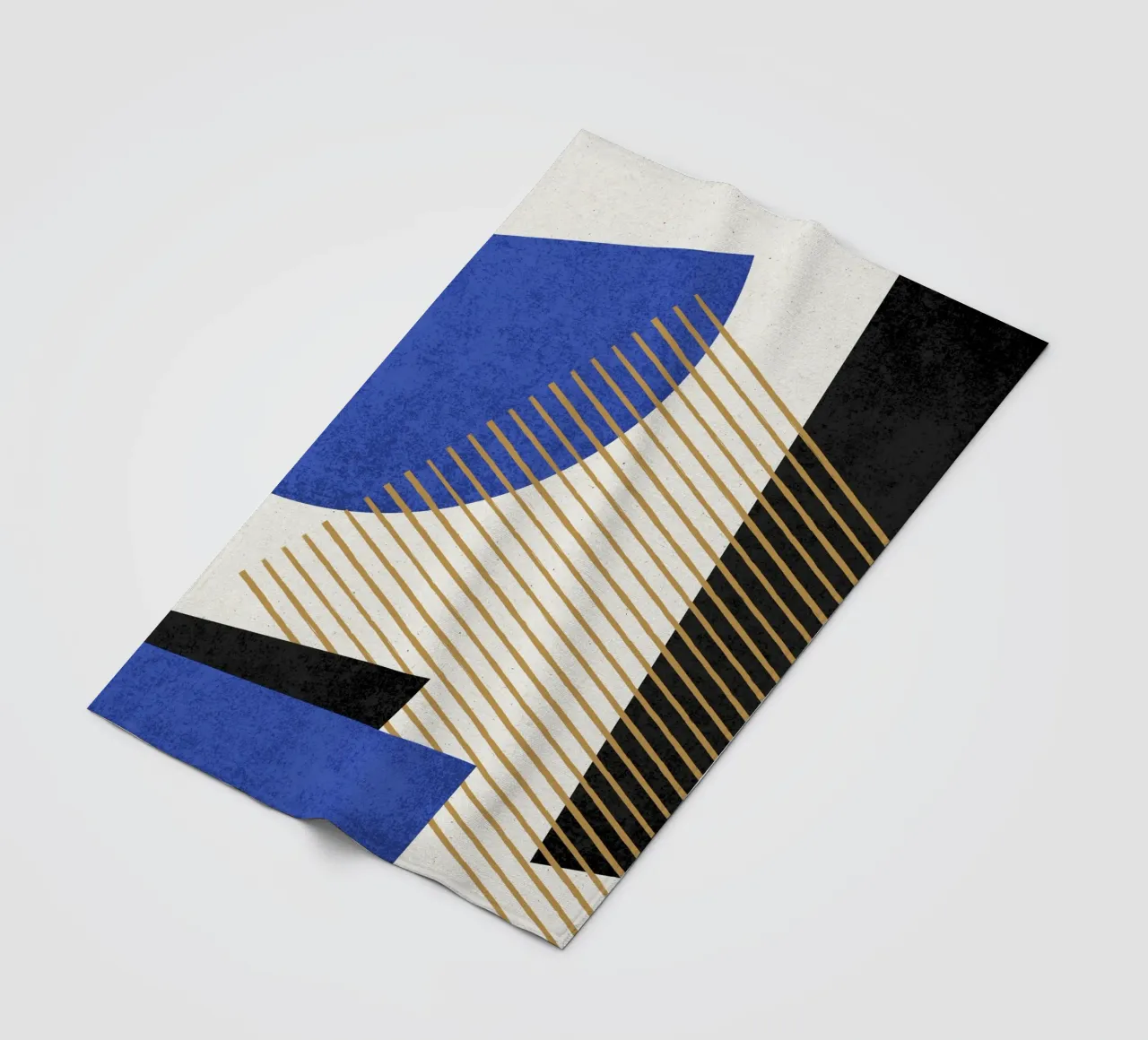 Stripes Circle Geometric Abstract Pattern 1 - Blue Black fleece blanket by MoonlightPrint