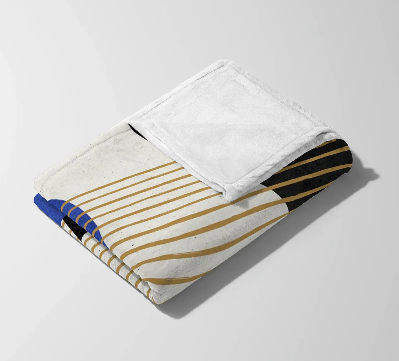 Stripes Circle Geometric Abstract Pattern 1 - Blue Black fleece blanket by MoonlightPrint