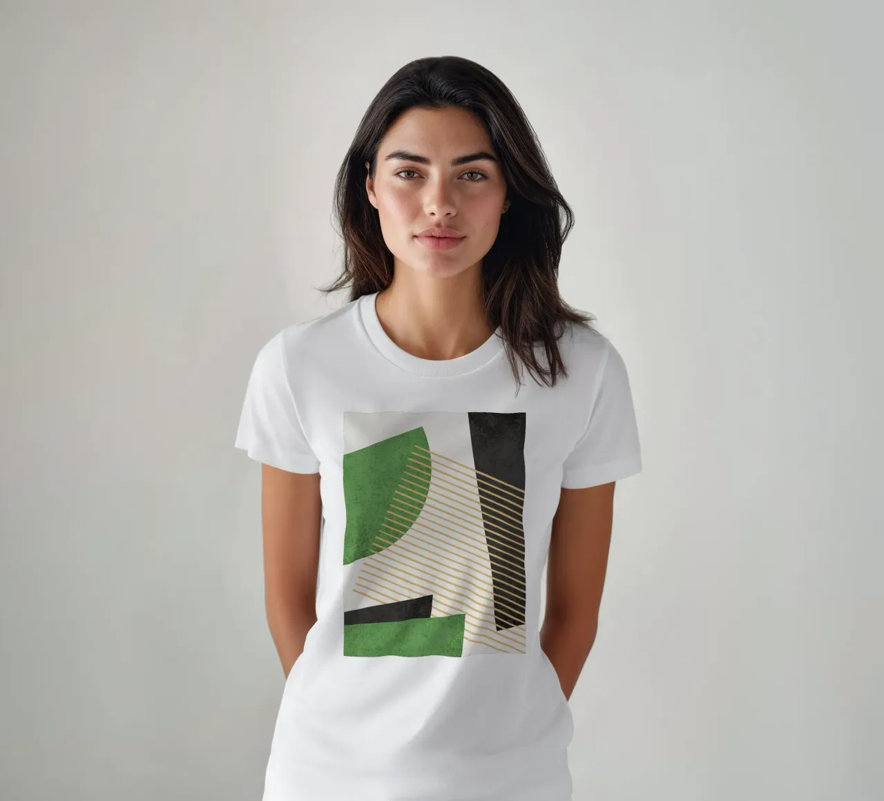Stripes Circle Geometric Abstract Pattern 1 - Green Black t-shirt by MoonlightPrint