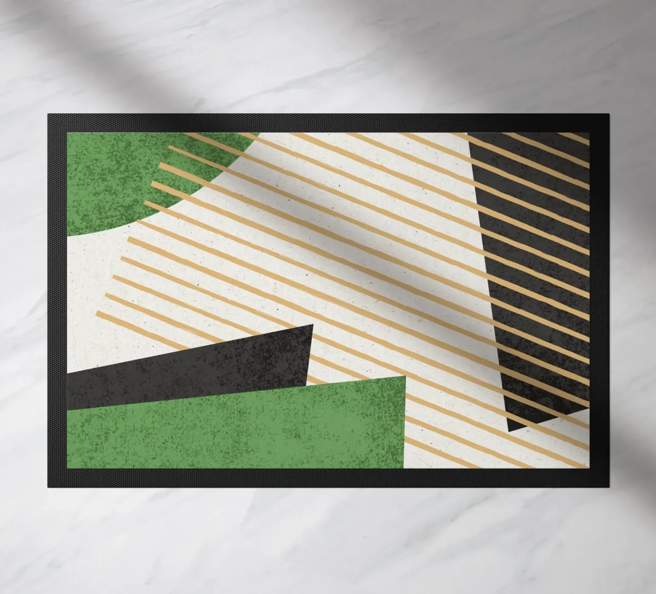 Stripes Circle Geometric Abstract Pattern 1 - Green Black doormat by MoonlightPrint
