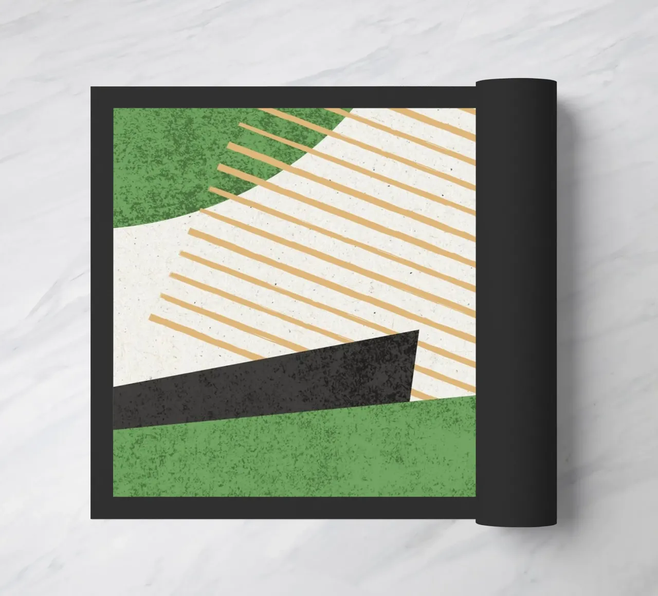 Stripes Circle Geometric Abstract Pattern 1 - Green Black doormat by MoonlightPrint