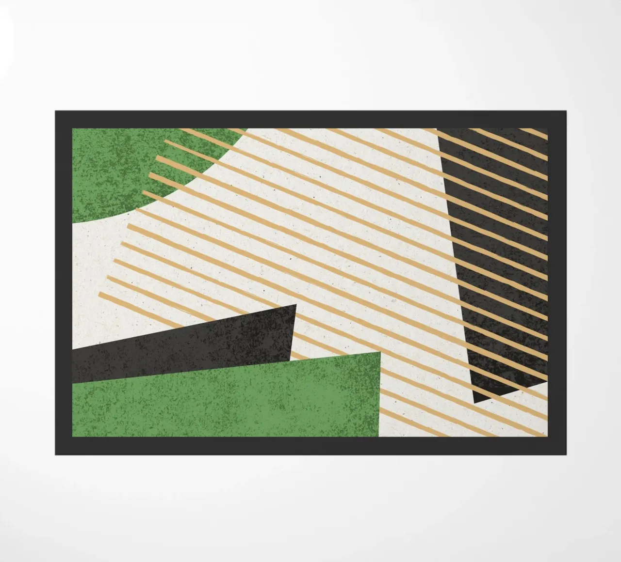 Stripes Circle Geometric Abstract Pattern 1 - Green Black doormat by MoonlightPrint