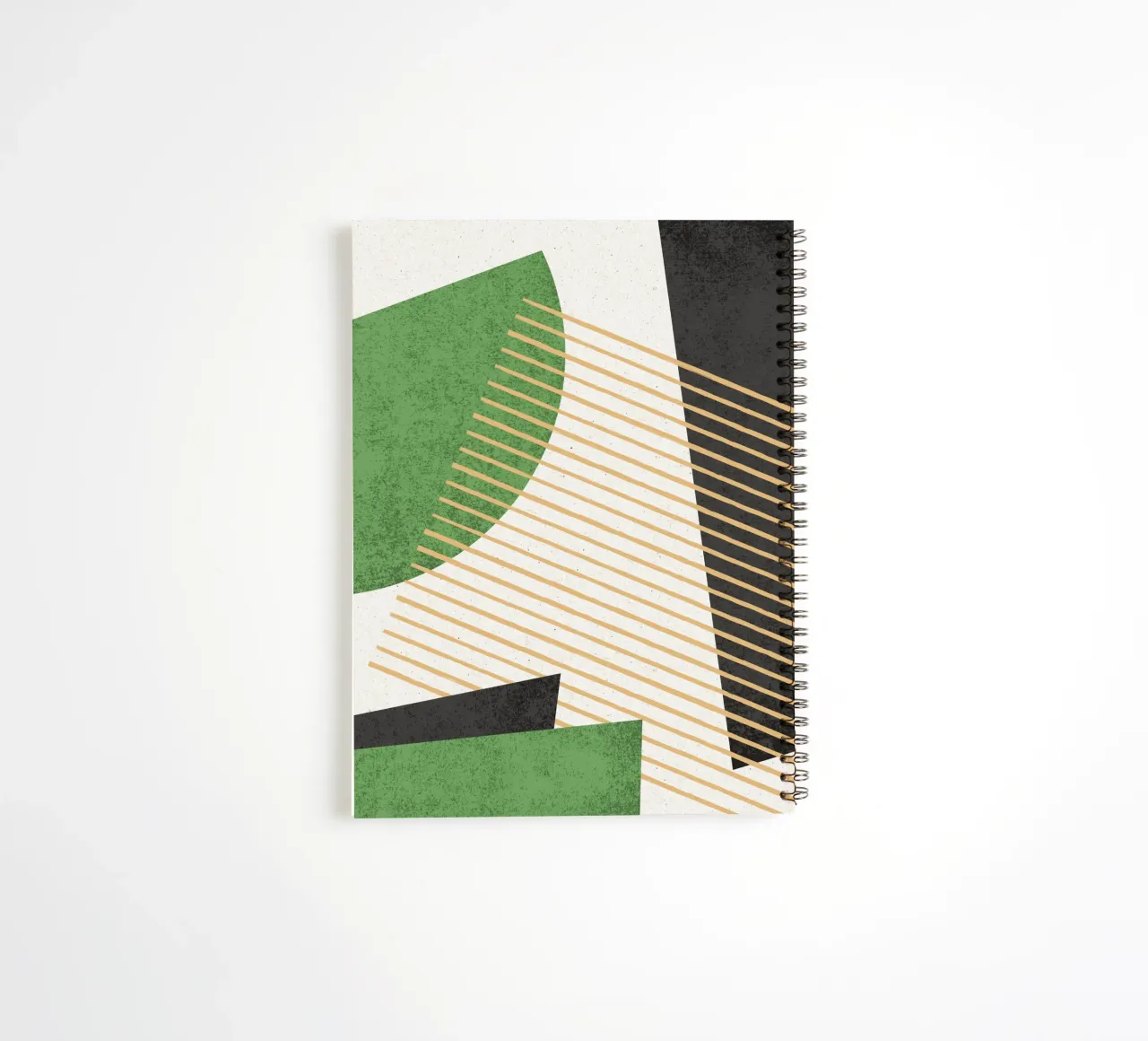 Stripes Circle Geometric Abstract Pattern 1 - Green Black spiral notebook by MoonlightPrint